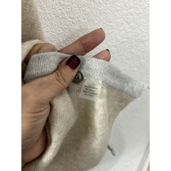 Kinross Cashmere Poncho V Neck Brown Grey One Size Old Money‎ Quiet Luxury Flaw - Picture 7 of 11